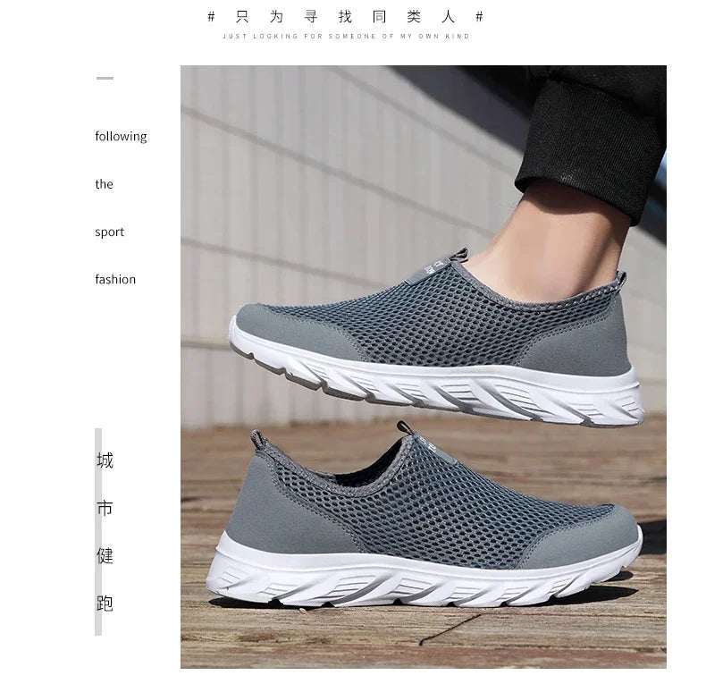 YRZL Sneakers Men Summer Casual Shoes Men Mesh Breathable Outdoor Non Slip Sports Shoes Slip on Loafers for Men Pius Size 38-46