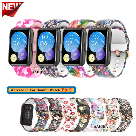 Camo Soft Silicone Band Wristband For Huawei watch fit 2 Fit2 Replacement Strap