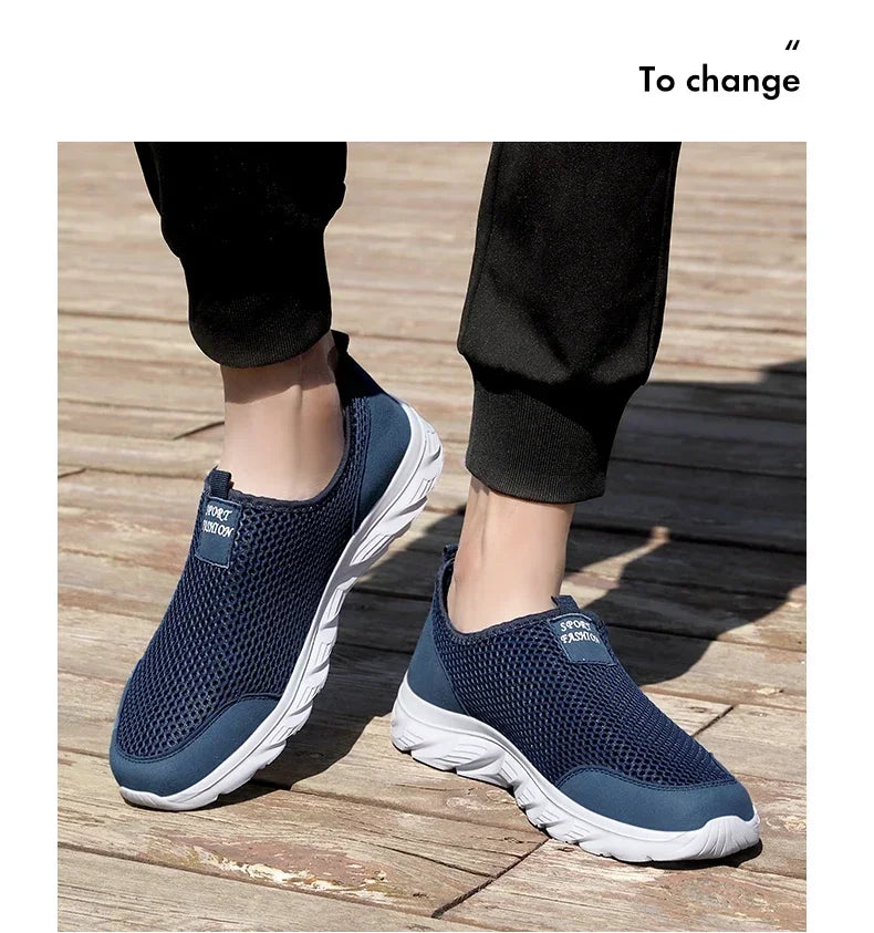 YRZL Sneakers Men Summer Casual Shoes Men Mesh Breathable Outdoor Non Slip Sports Shoes Slip on Loafers for Men Pius Size 38-46