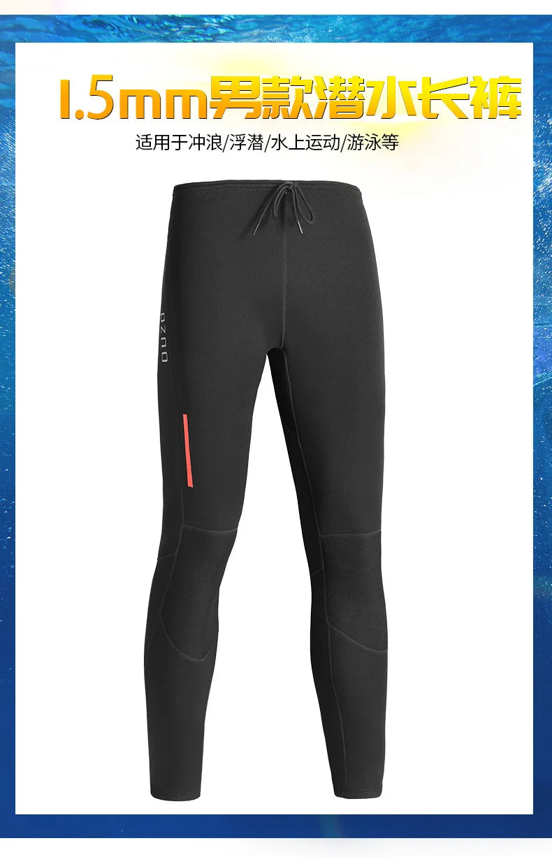 Men's 1.5mm Split Diving Suit Surfing Windproof Long Sleeve Jacket Neoprene Fishing Pants Professional Scuba Diving Clothes