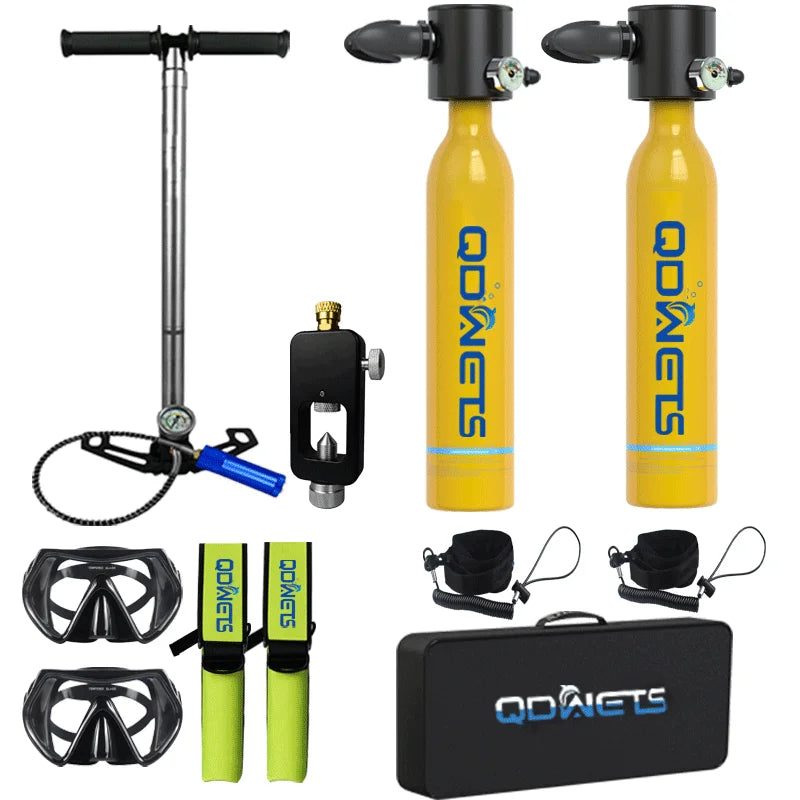 Mini Scuba Tank Diving Equipment 0.5L Outdoor Oxygen Scuba Diving Tank 5-10 Minutes Cylinder Snorkeling Set Hand Pump