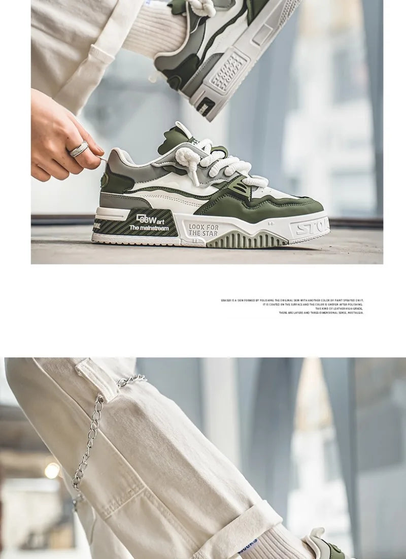 Fashion Men's Sneakers 2024 New Casual Shoes Lace Up Sport Running Shoes Platform Vulcanized Shoe Training Shoes Tenis Masculino