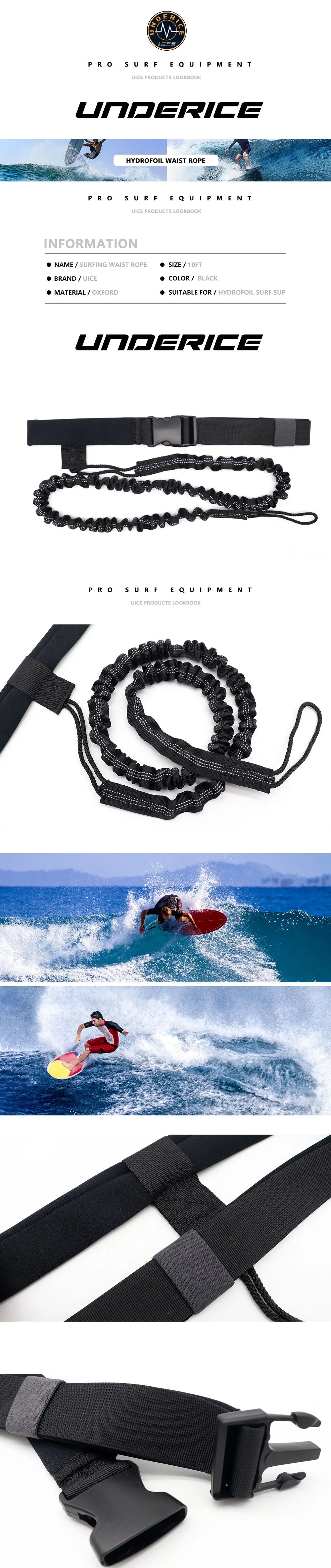 Wing Foil Hydrofoil SUP Board Surf Waist Belt Coiled Leash 10Ft Wingboard Hydrofoil Wing SUP Paddle Board Rope