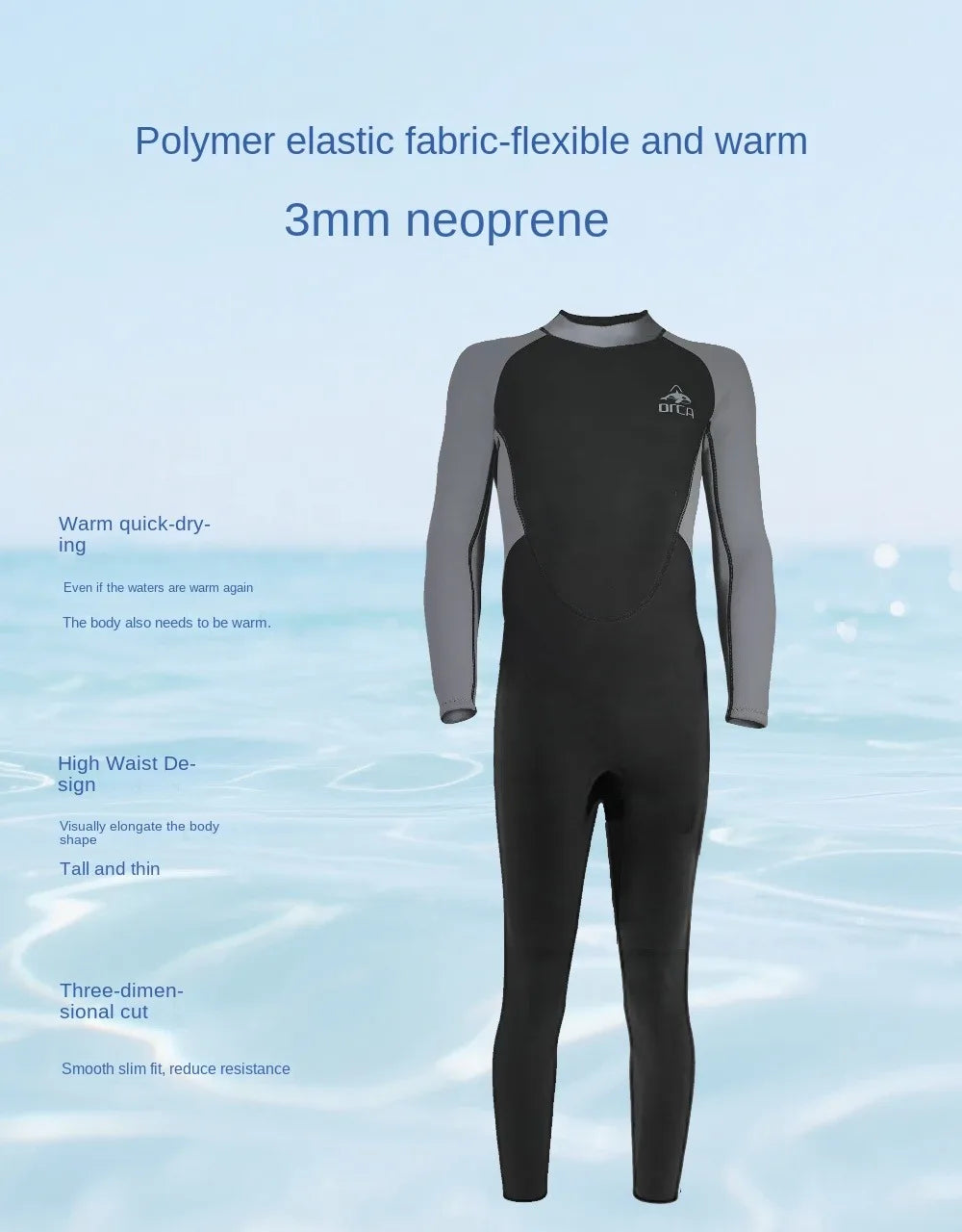 3MM Wetsuits Men Neoprene Diving Surfing Swimming Full Suits Cold Water Keep Warm Zipper Water Sports Full Diver Suit