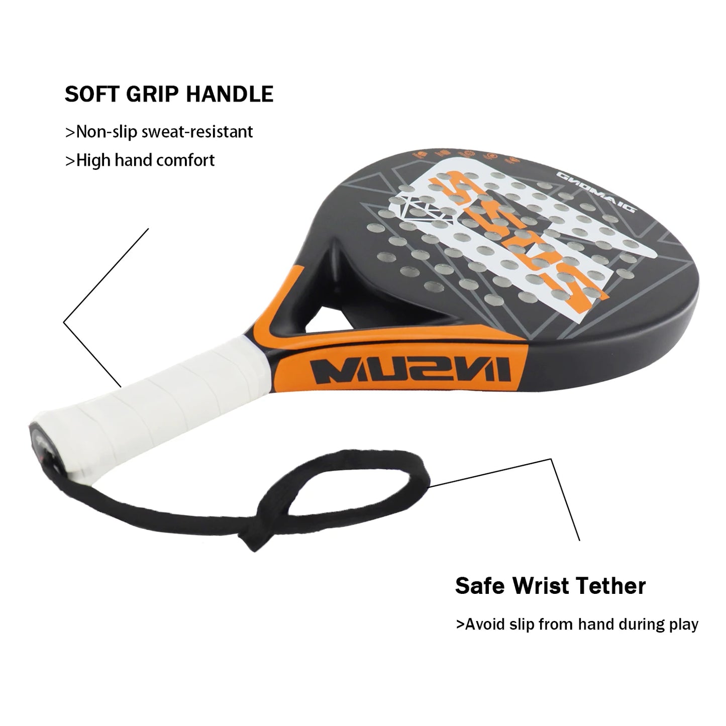 Padel Racket Full Carbon Fiber with Soft EVA Foam Grip High Balance for Beginner and Intermediate Players Padel Raqueta