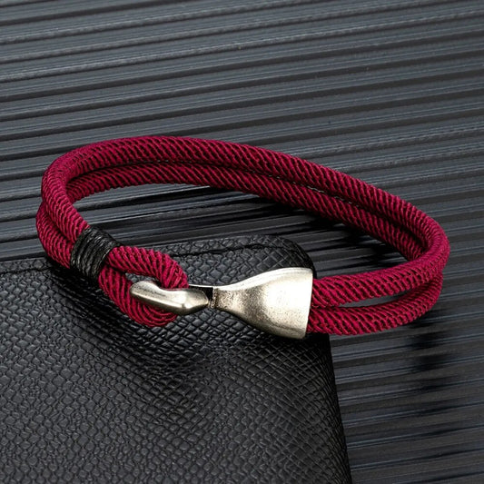 MKENDN Retro Men Anchor Hook Double Strand Rope Bracelet Wristband Fashion Nautical Rope Bracelets For Women Handmade Gifts