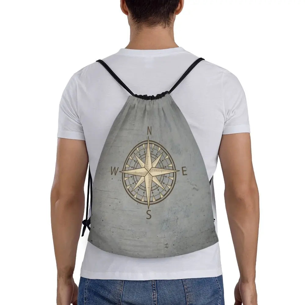 Custom Retro Vintage Nautical Anchor Drawstring Bags Men Women Foldable Gym Sports Sackpack Sailor Training Storage Backpacks