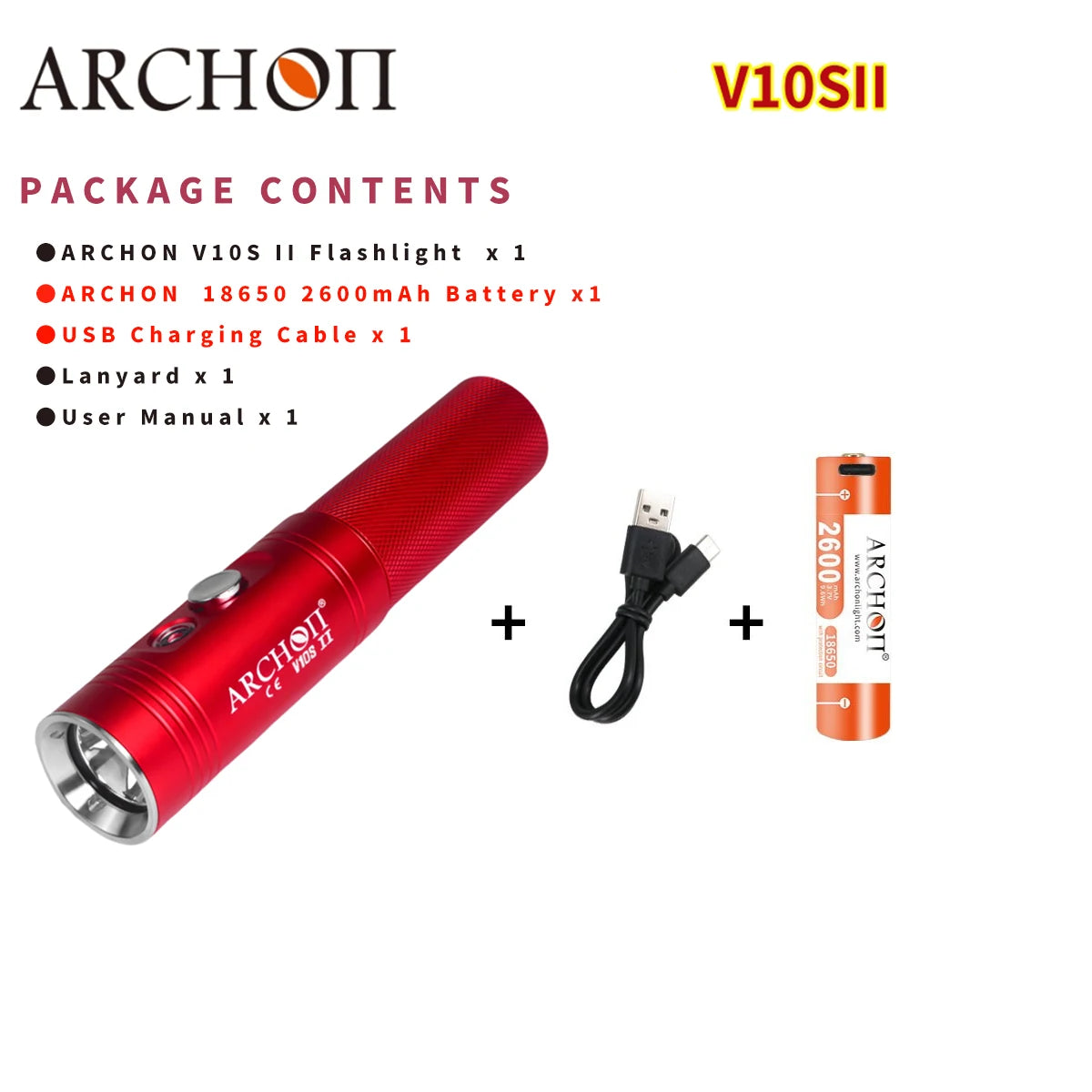 ARCHON V10S II 1200LM LED Diving Flashlight Lanter Diving Flashlight Underwater Diving Flashlight