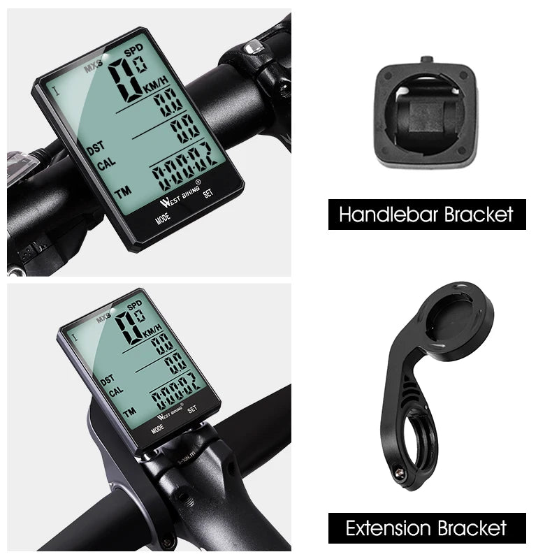 West biking computador de bicicleta sem fio, velocímetro à prova d'água, sensor de velocidade magnético, odômetro de bicicleta