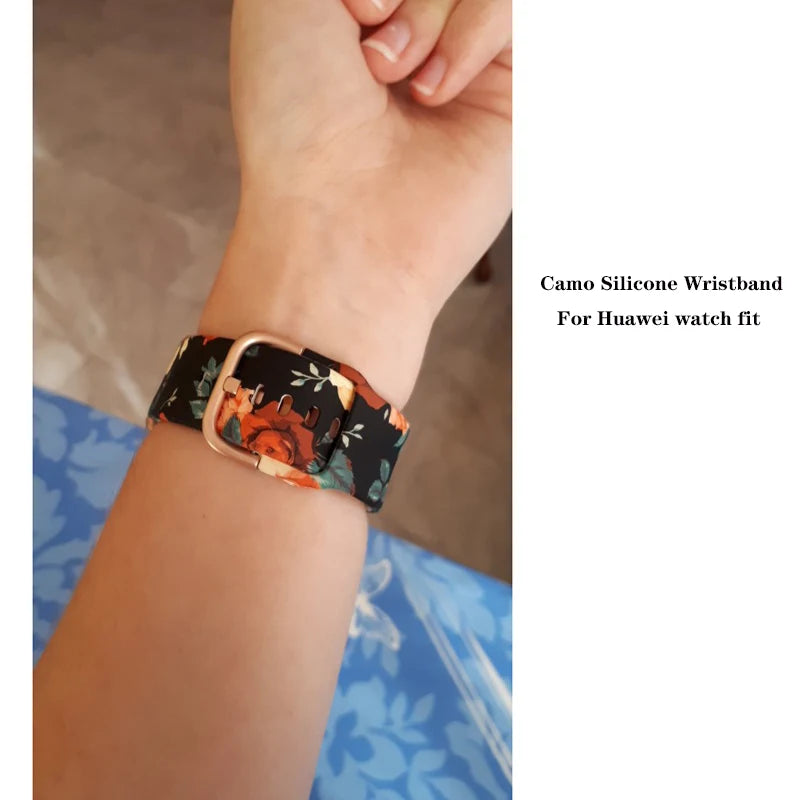 Camo Soft Silicone Band Wristband For Huawei watch fit 2 Fit2 Replacement Strap