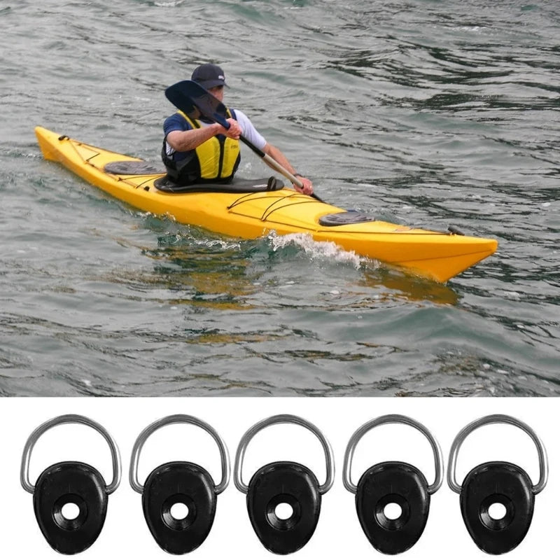 10Pcs Kayak Fishing Riggings Round D Rings Buckles Kayak D Rings with Screw for Boats Deck Mount Fitting Hardware Enduring