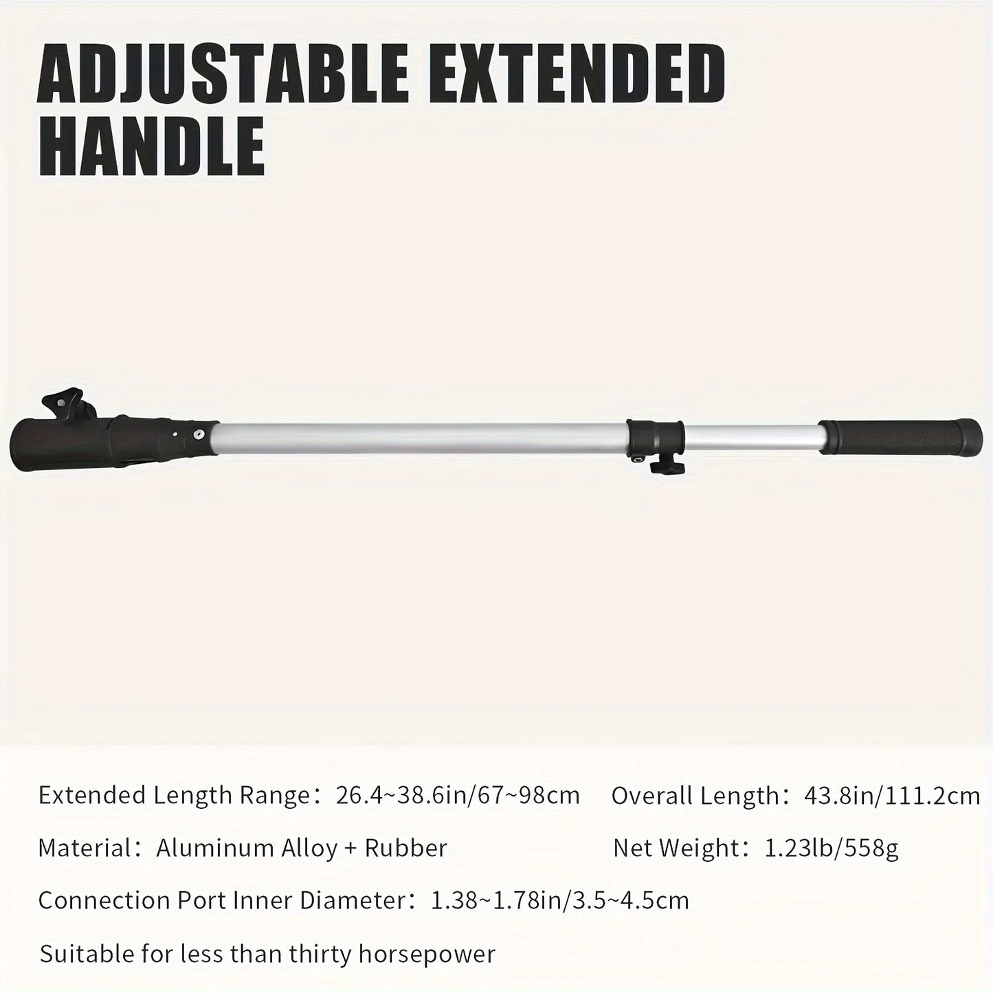 KOETSU Outboard Motor Extended Aluminum Alloy Joystick Tiller Extension Handle Black Handle
