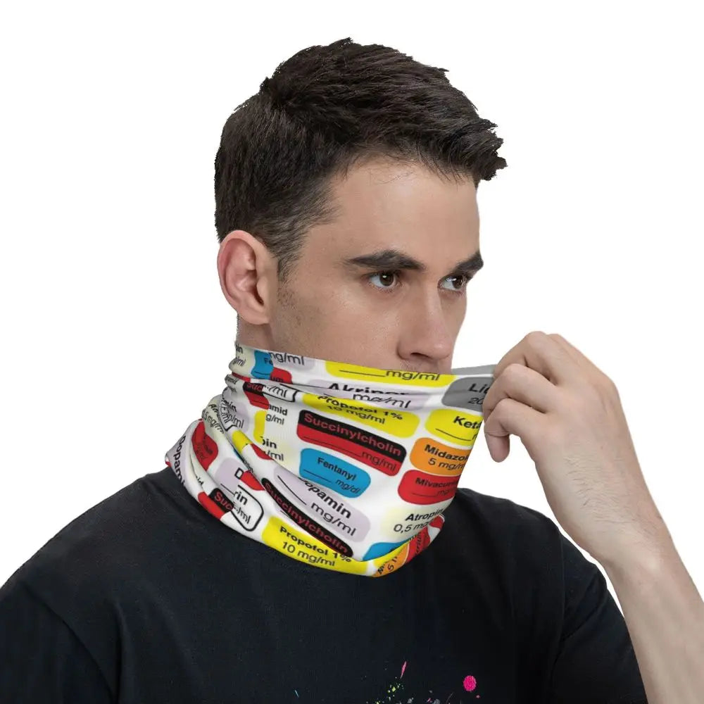 Anesthesia Medication Bandana Neck Cover Printed Mask Scarf Multi-use Balaclava Outdoor Sports Unisex Adult Winter