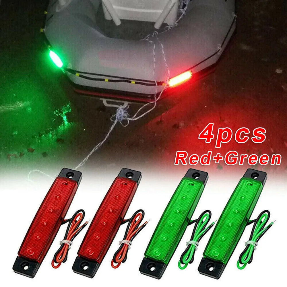 4pcs Red Green LED Lights For Boat 12V Navigation Light Marine Sailing Signal Lamp Yacht Accessories Waterproof