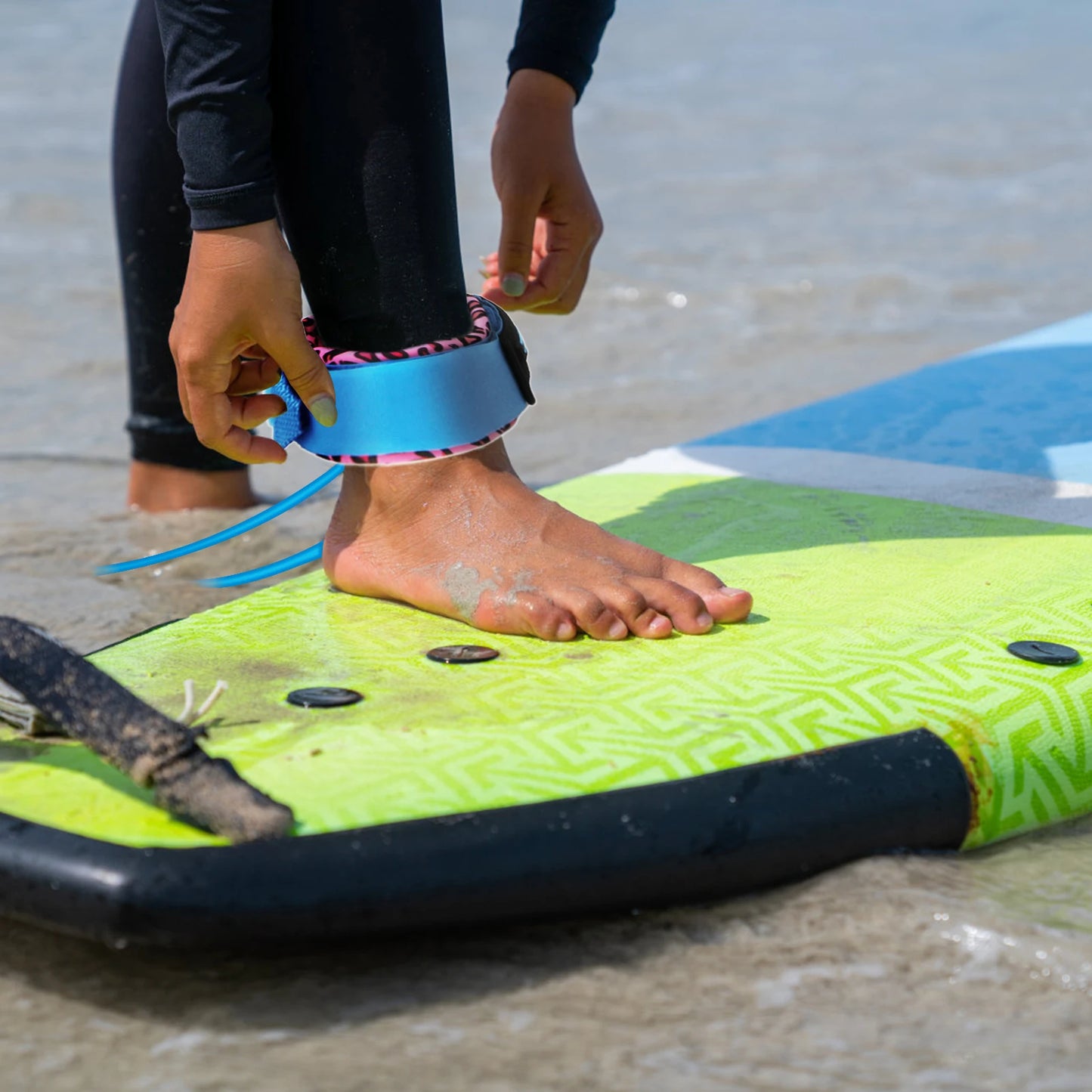 Trela de surf prancha pé trela tpu inoxidável gira 7mm grosso 6ft/8ft longboard pé corda prancha trela surf perna corda