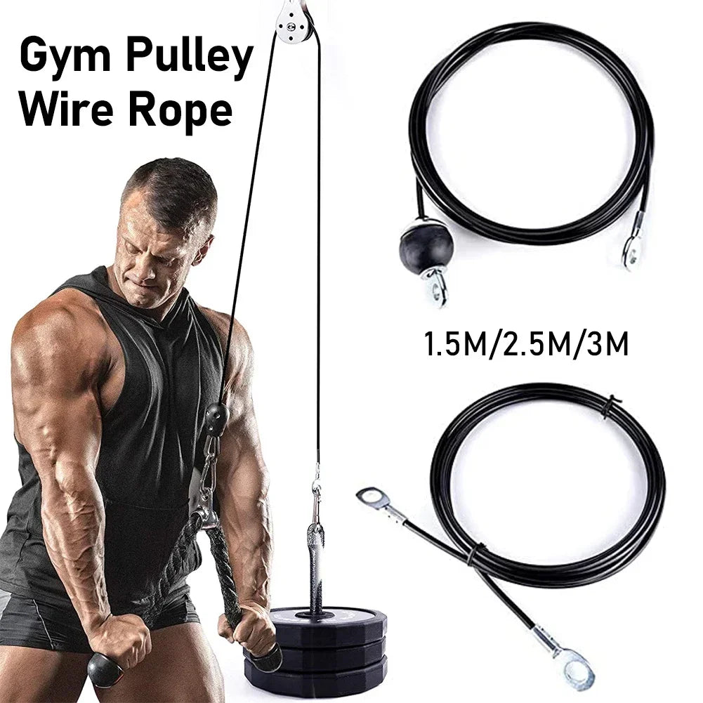1.5m/2.5m/3m Gym Steel Cable Wire Rope 5mm Heavy Duty Parts Accessories for Lifting Training Pulley Home Fitness Equipment