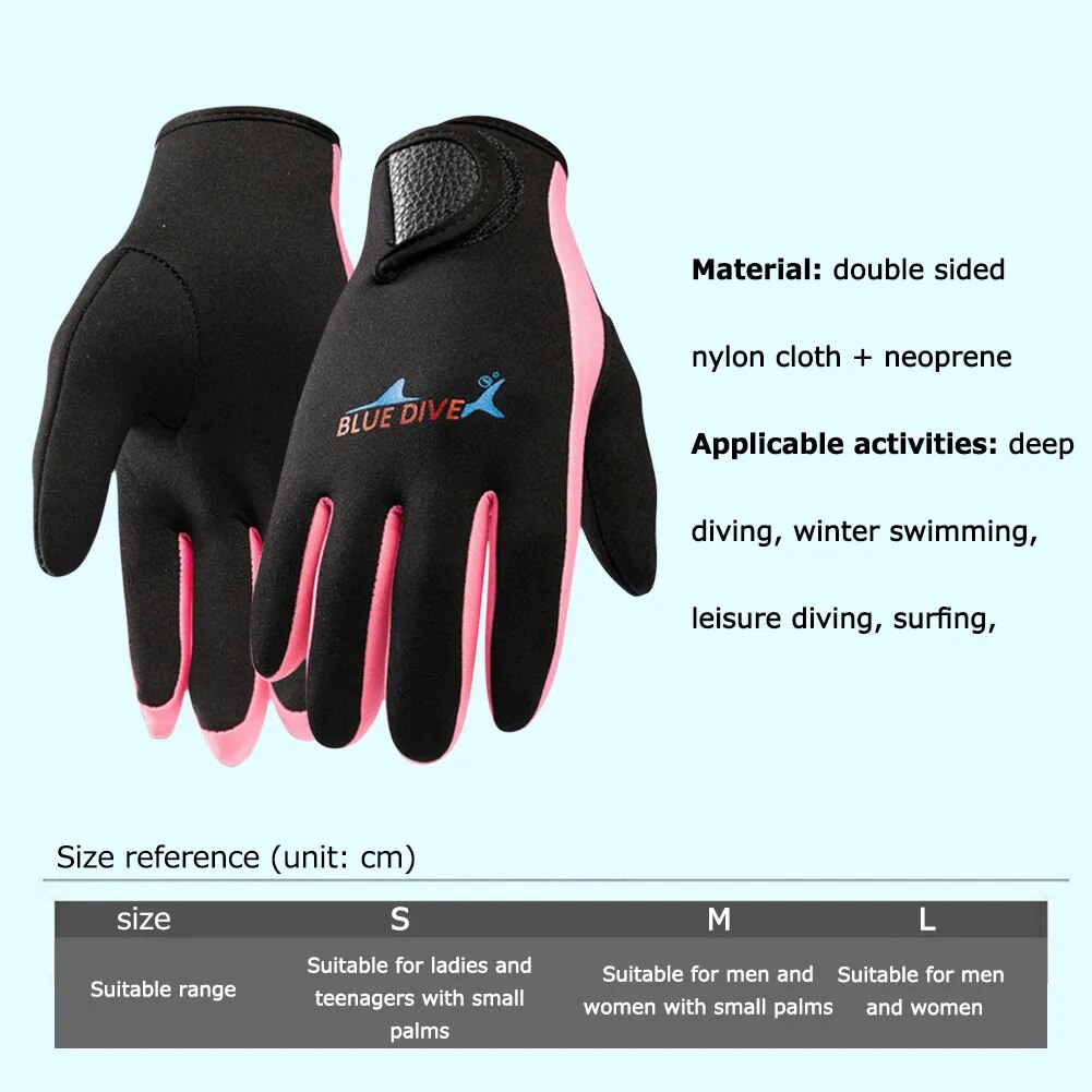 1 Pair 1.5mm Swimming Scuba Diving Gloves Neoprene Diving Gloves Anti Slip Cold-proof Wetsuit Gloves Snorkeling Surfing Supplies