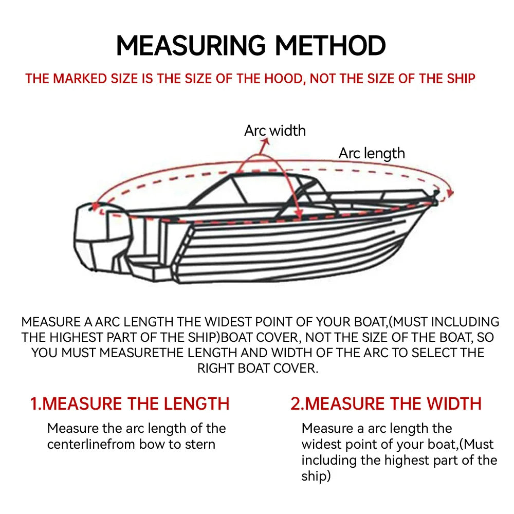 Boat Cover 190T 14-22FT Yacht Boat Cover Anti-UV Waterproof Dustproof Outdoor Protection Heavy Duty Marine Speedboat Cover