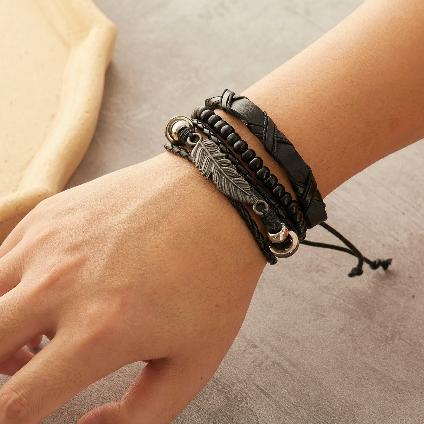 Trendy Braided Wrap Leather Bracelet for Men Women Vintage Feather Infinite Cross Wood Beads Ethnic Wristband Jewelry Gifts