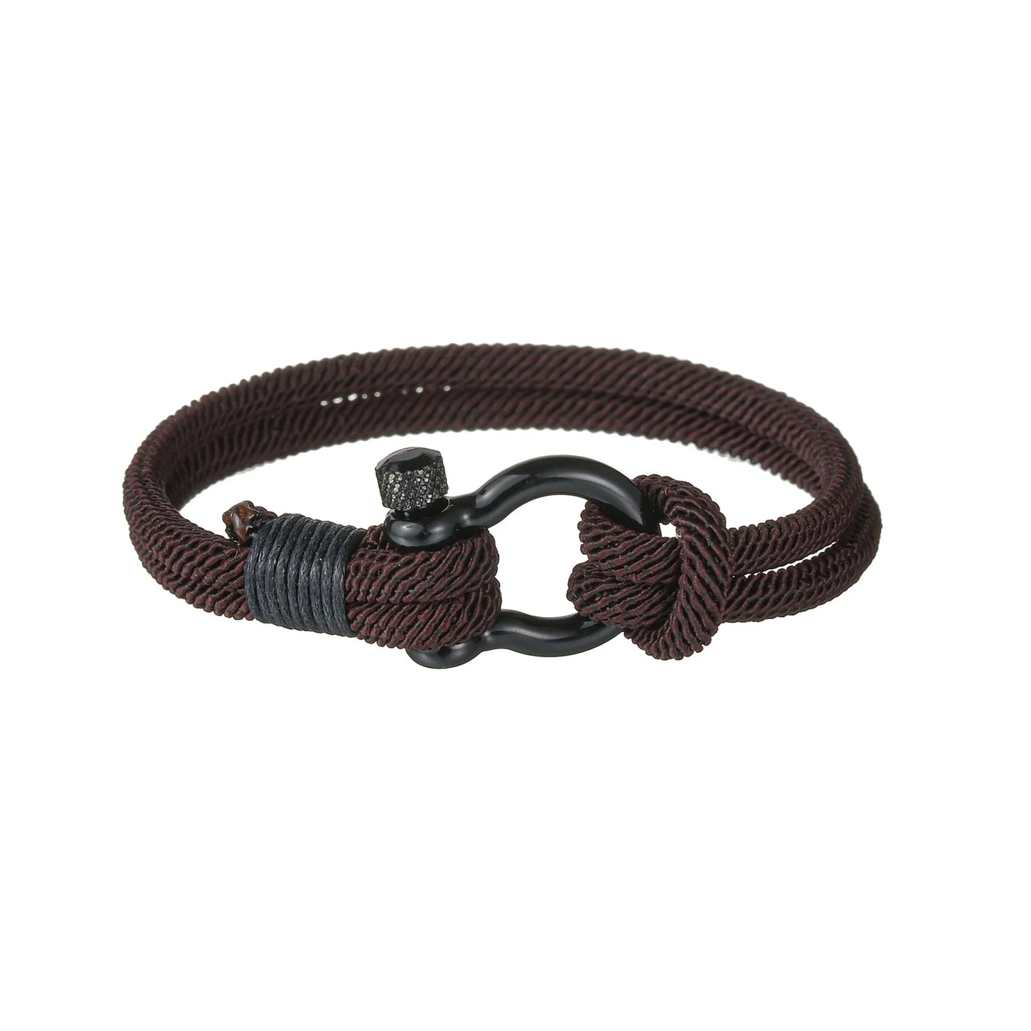 Men Punk Rock Bracelet for Men Women Marine Sailor Rope Nautical Survival Shackle Bracelet Stainless Steel Sport Bracelet