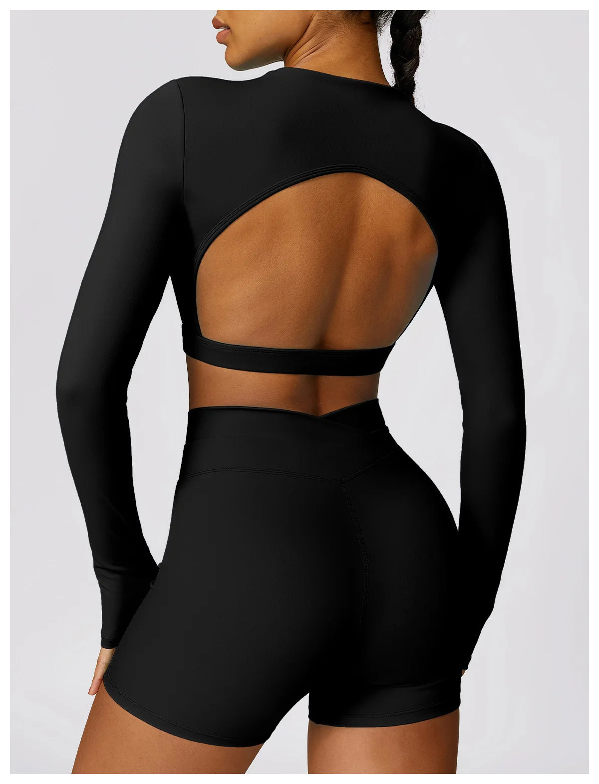 New Sexy Backless Gym Top Women Fitness Crop Yop Quick Dry Sportswear Women Workout Top Long Sleeve Yoga Clothes With chest pads