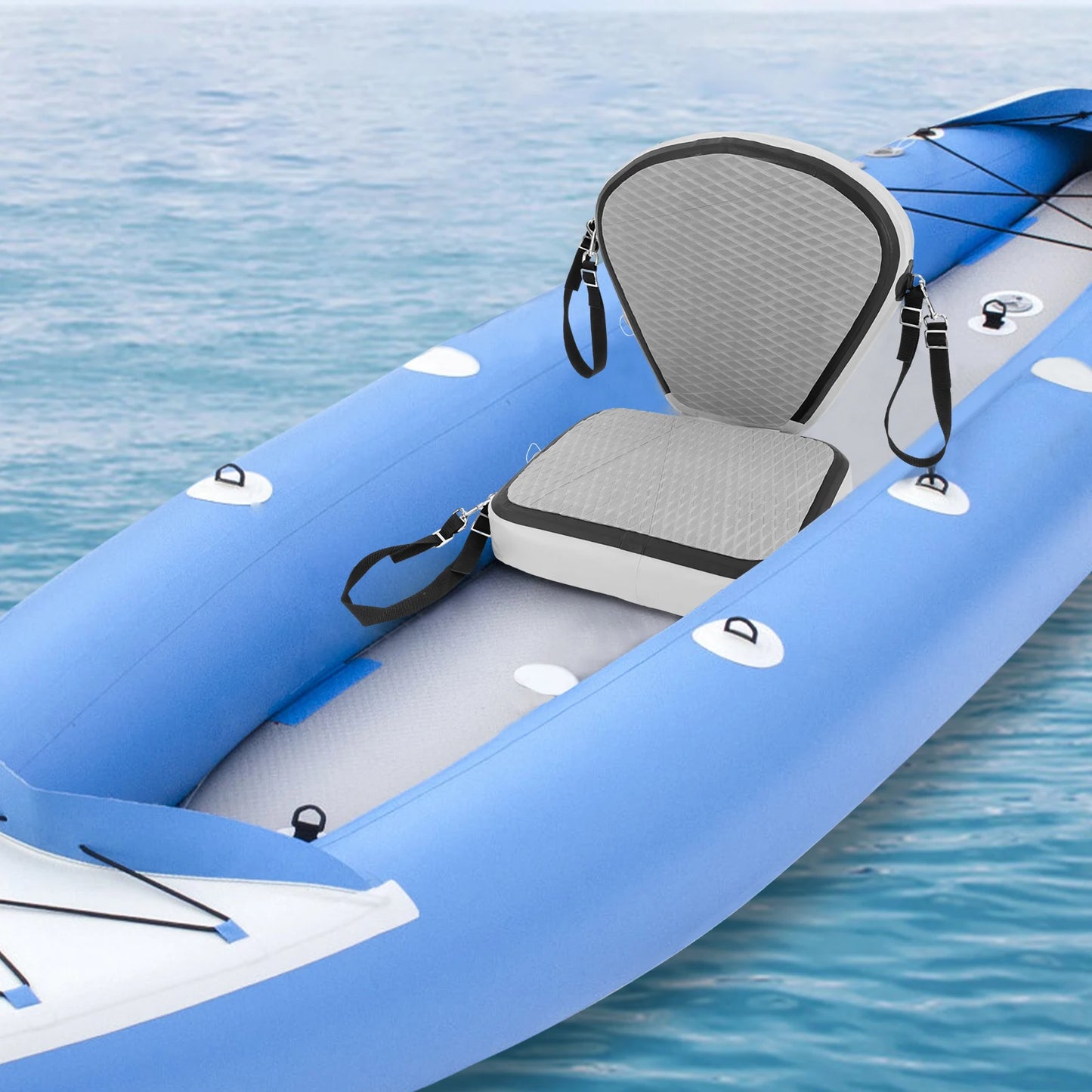 Grey EVA Inflatable Seat Cushion Fits Kayaking to Carry and Store Easily, Padded Kayak Seat