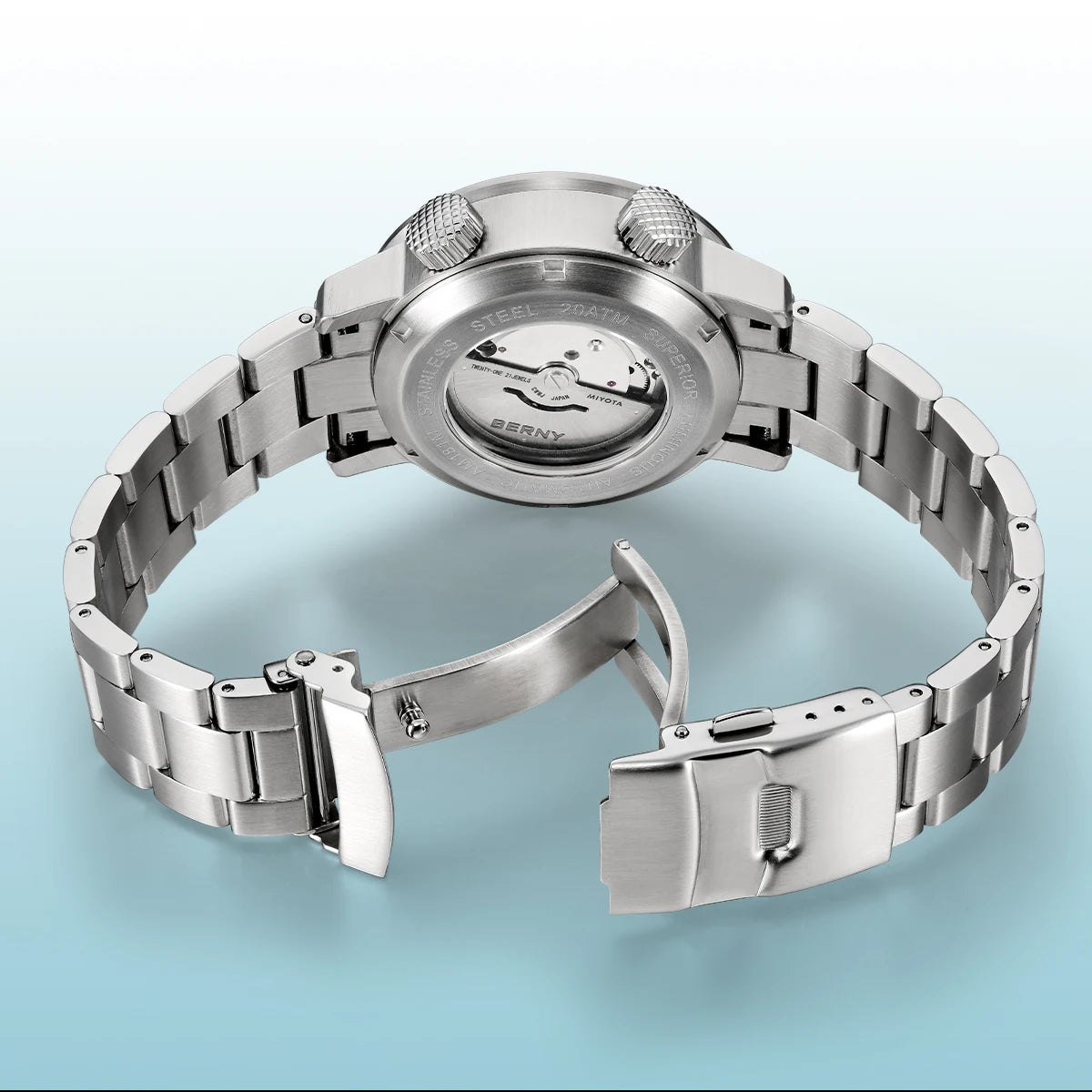 BERNY Automatic Diver Watch for Men Super Luminous Sapphire Miyota 8215 Compressor 20ATM Swimming Scuba Diving Sports Man Watch