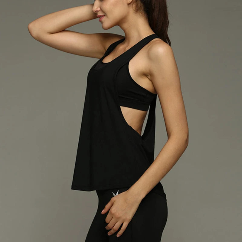 Women Sleeveless Racerback Yoga Shirts Sport Singlet Athletic Fitness Sport Tank Tops Workout Gym Running Training Pilates Vest