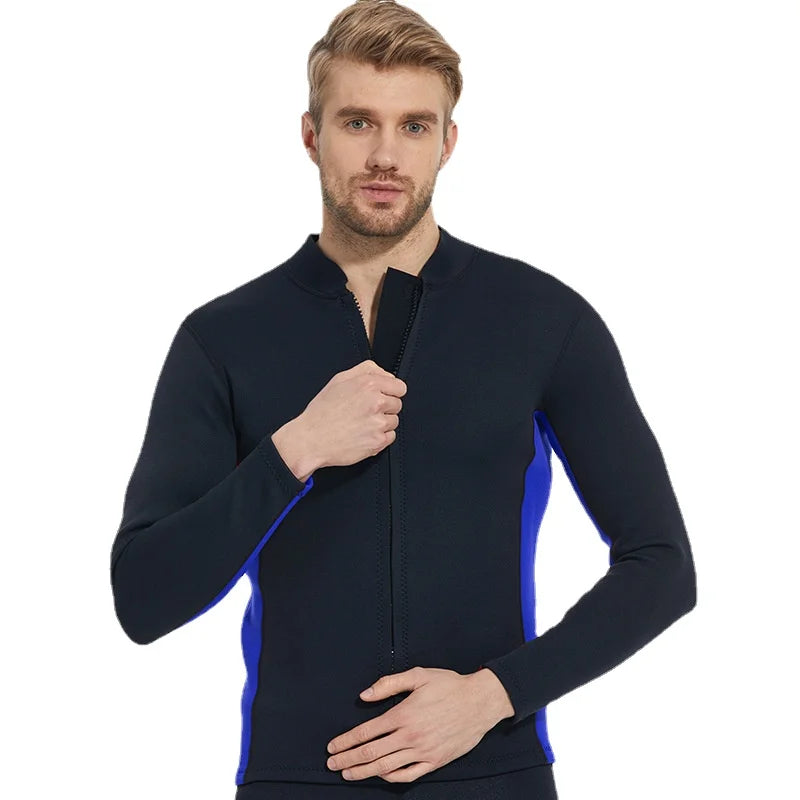 2MM Neoprene Diving Top Split Wetsuit Jacket Men's Water Sports Swimming Snorkeling Surfing Warm Wetsuit Top