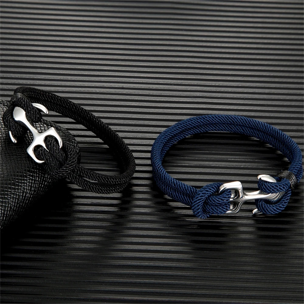Double Strand Nautical Survival Rope Paracord Bracelet For Men Women Camping Sport Stainless Steel Buckle Anchor Bracelets Gifts
