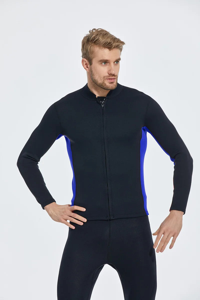 2MM Neoprene Diving Top Split Wetsuit Jacket Men's Water Sports Swimming Snorkeling Surfing Warm Wetsuit Top