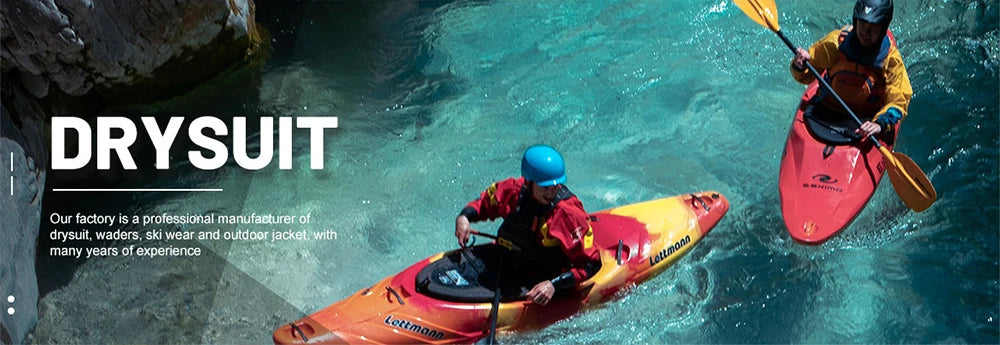 High Quality  Kayak Dry Suit for Men Waterproof Fabric Drysuit With Latex on Neck and Wrist White Water River Boat Pending