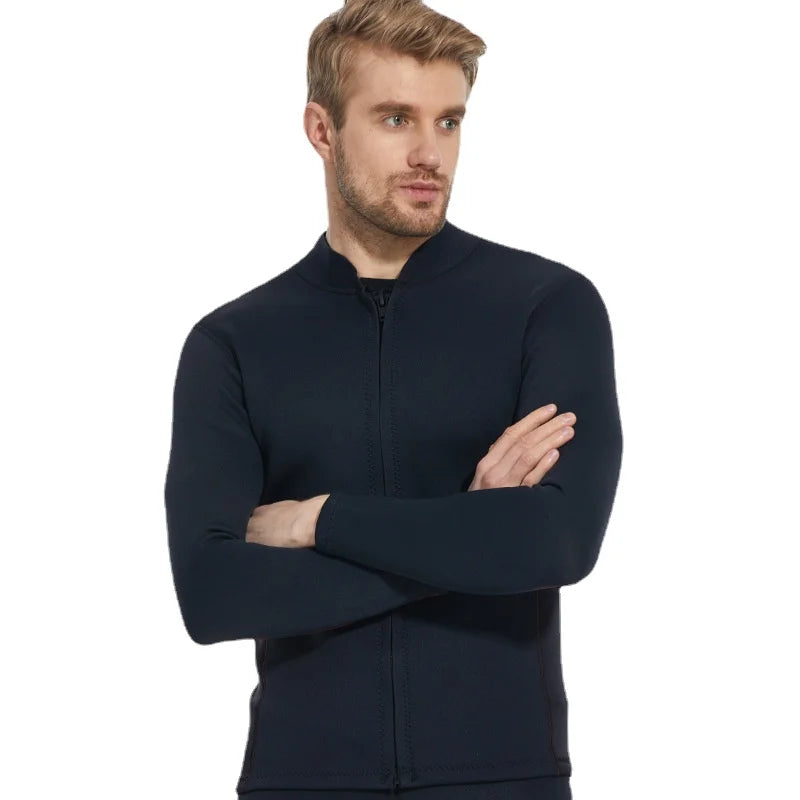 2MM Neoprene Diving Top Split Wetsuit Jacket Men's Water Sports Swimming Snorkeling Surfing Warm Wetsuit Top