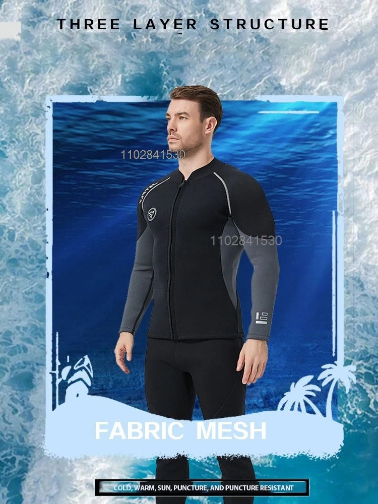 3mm/2MM Men Wetsuit Neoprene Scuba Diving Suit Zipper Jacket Pants Spearfishing Swimwear Kayak Surfing Swimsuit