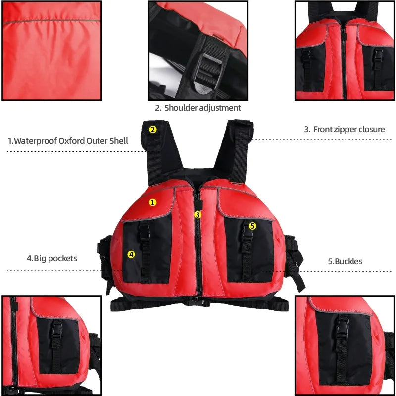 Swim Vest Adult children Life Jackets Kayak Women Men PFD Buoyancy Aid for Snorke Boat Water Sport Fully Adjustable Crotch Strap
