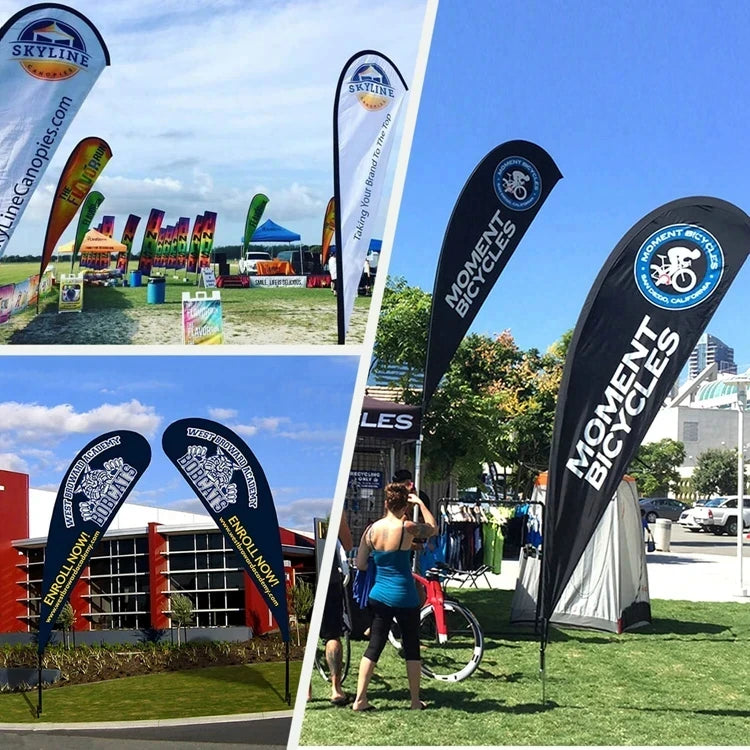Outdoor Custom Logo Design printing Advertising Beach Flag Feather Flag Teardrop Flags And Banners
