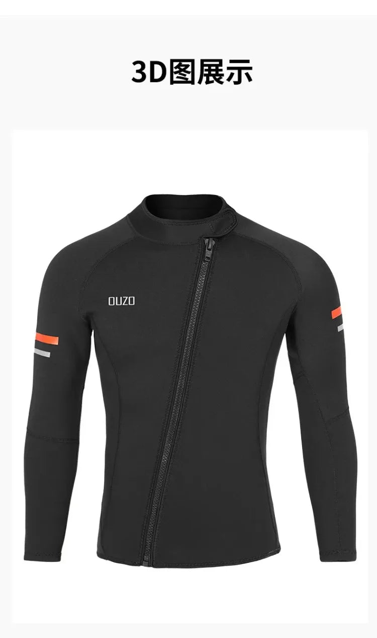 1.5mm wetsuit OUZO split diving top pants men's long sleeve cold protection sunscreen surf suit winter swimsuit scuba diving