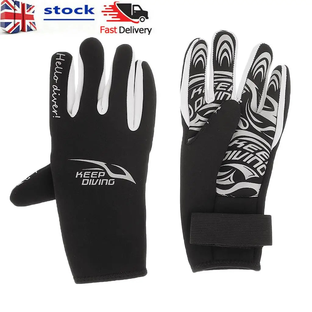 Unisex Premium 3mm Neoprene Wetsuit Gloves Scuba Diving Swimming Surfing Snorkeling Kayaking Gloves - Black - S