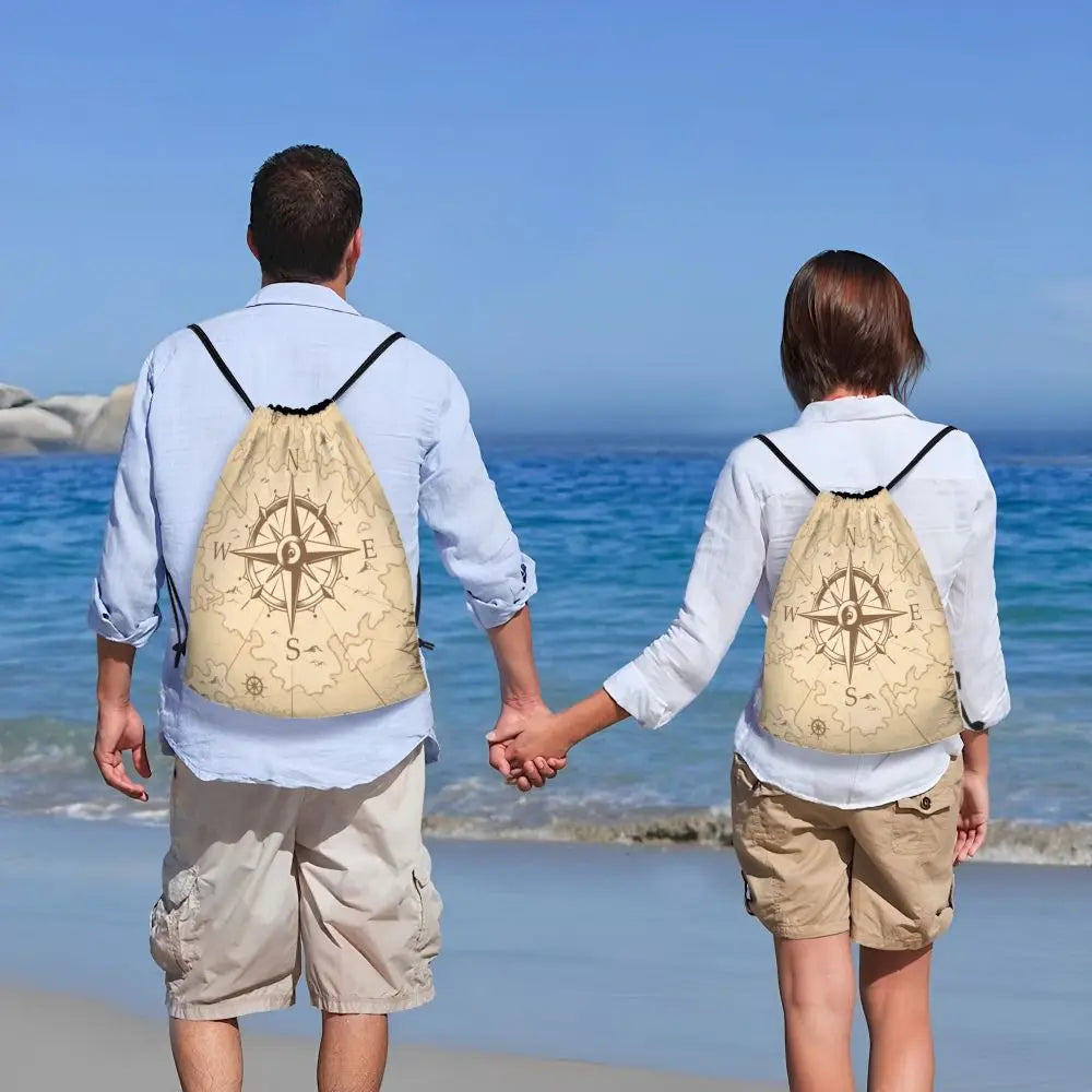 Custom Retro Vintage Nautical Anchor Drawstring Bags Men Women Foldable Gym Sports Sackpack Sailor Training Storage Backpacks