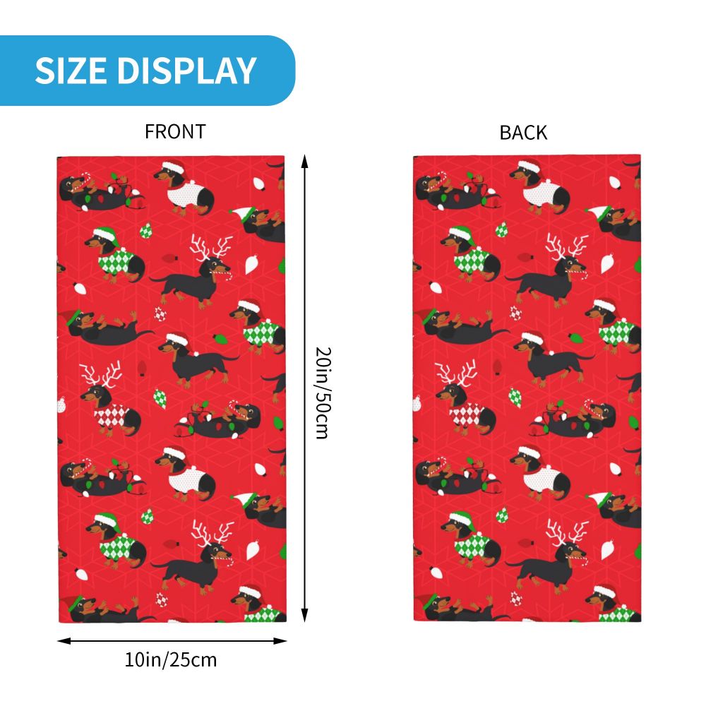 Christmas Dachshunds Red Bandana Neck Gaiter Printed Dog Balaclavas Wrap Scarf Multifunctional Headband Hiking for Men Women