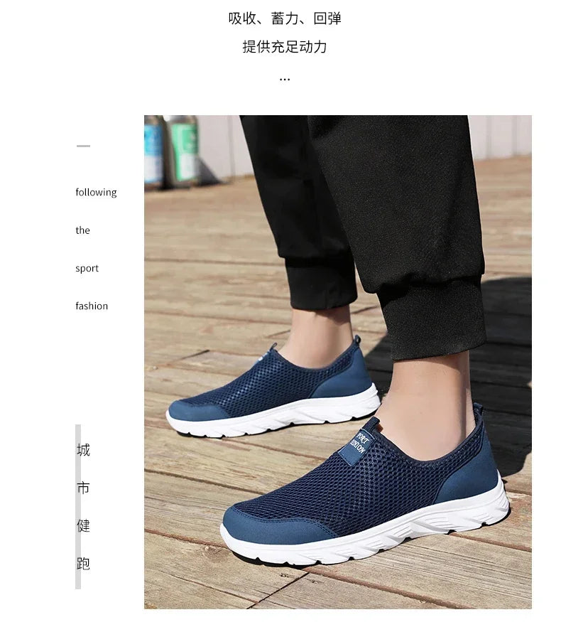 YRZL Sneakers Men Summer Casual Shoes Men Mesh Breathable Outdoor Non Slip Sports Shoes Slip on Loafers for Men Pius Size 38-46