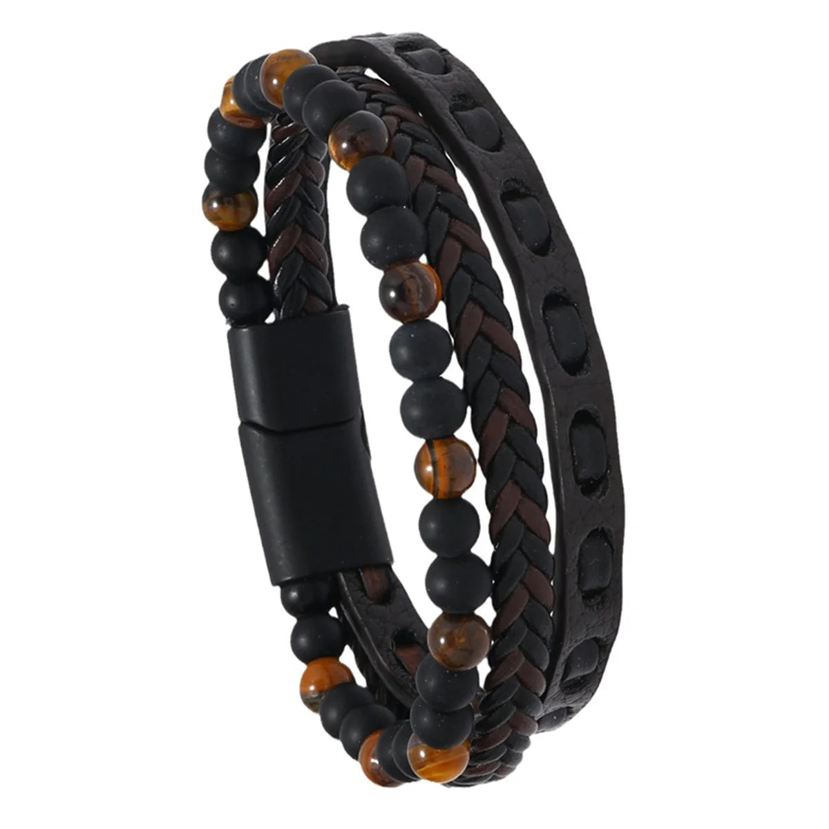 Classic Natural Stone Leather Bracelets For Men Women Multilayer Hand-Woven Cross Leather Bracelet Fashion Party Jewelry Gifts