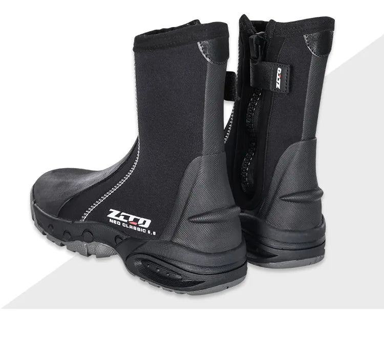 5MM Neoprene Water Sports UnderWater Hunting Spearfishing Swim Diving Boots With Side Zipper Scuba Kayaking Snorkeling Shoes
