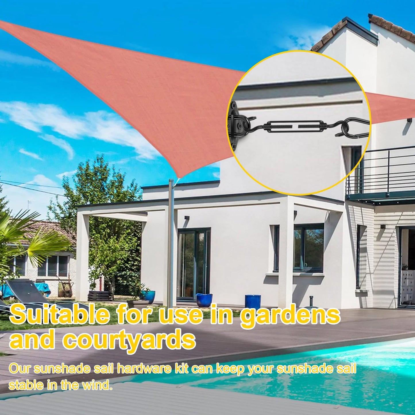 41Pcs Sun Shade Sail Hardware Kit 304 Stainless Steel Awning Fixing Installation Kit Heavy Duty Awning Attachment for Outdoor