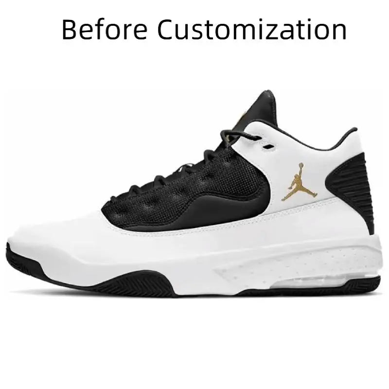 【Customize】Jordan Max Aura 2 Vintage Basketball Shoes Men Mid-top Gold Sneakers shoes CK6636-107