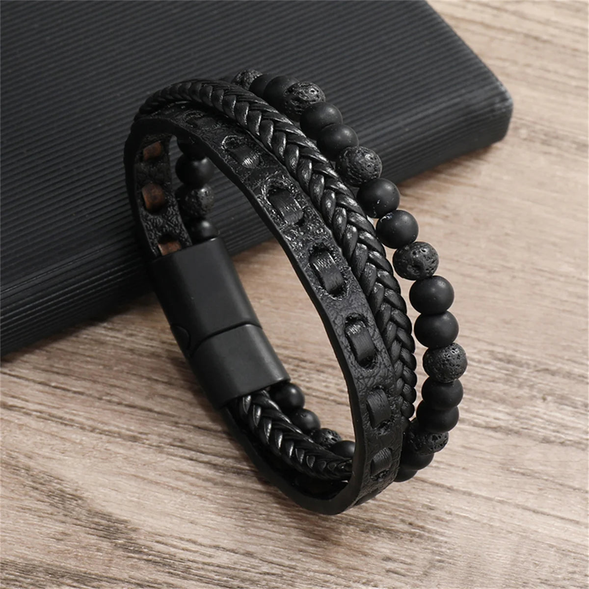 Classic Natural Stone Leather Bracelets For Men Women Multilayer Hand-Woven Cross Leather Bracelet Fashion Party Jewelry Gifts