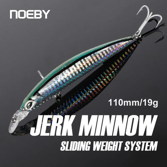NOEBY Jerkbait Minnow Fishing Lure 110mm 19g Sinking Wobblers Sliding Weight System Artificial Bait for Sea Bass Fishing Lures