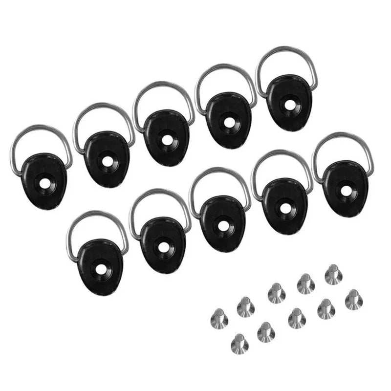 10Pcs Kayak Fishing Riggings Round D Rings Buckles Kayak D Rings with Screw for Boats Deck Mount Fitting Hardware Enduring