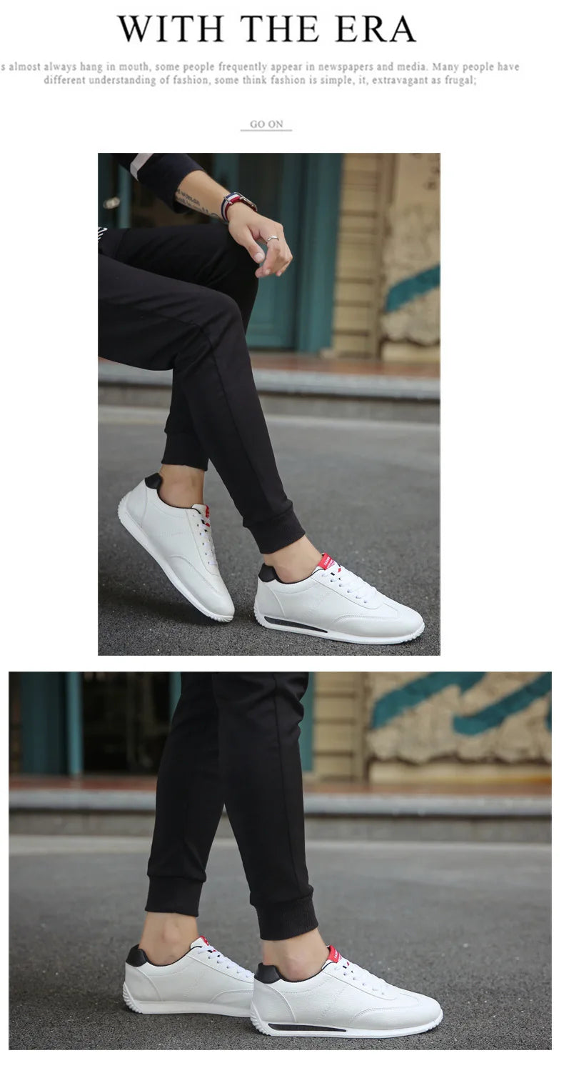 New PU Leather Sneakers Men Comforthable Vulcanized Shoes 2024 Trend Boys Sport Sneakers Mens Casual Shoes Fashion School Tennis