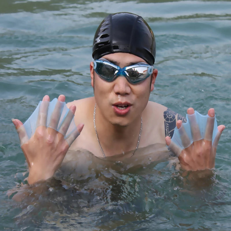 1Pair Swimming Hand Fins Unisex Frog Type Silicone Girdles Flippers Finger Diving Gloves Paddle Water Sports Tool Accessories